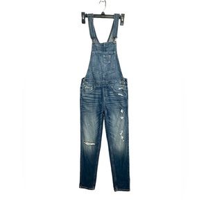 Hollister women denim overall distressed blue size xs